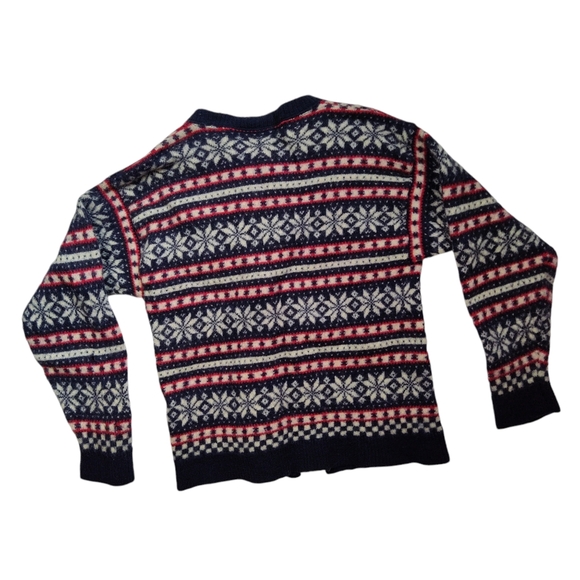 Pendleton Fair Isle Snowflake Virgin Wool Cardigan USA Made‎ Shrunken Sweater ** - Picture 2 of 12
